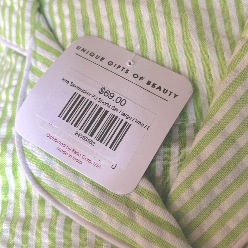Belle Il Fiore Pajamas Ultra Soft Seersucker Womens PJ Ruffled ShortSet NWT - Picture 3 of 7